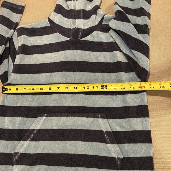 Mini Boden Navy Striped Cotton Toweling Hoodie 7/8 - Picture 8 of 10